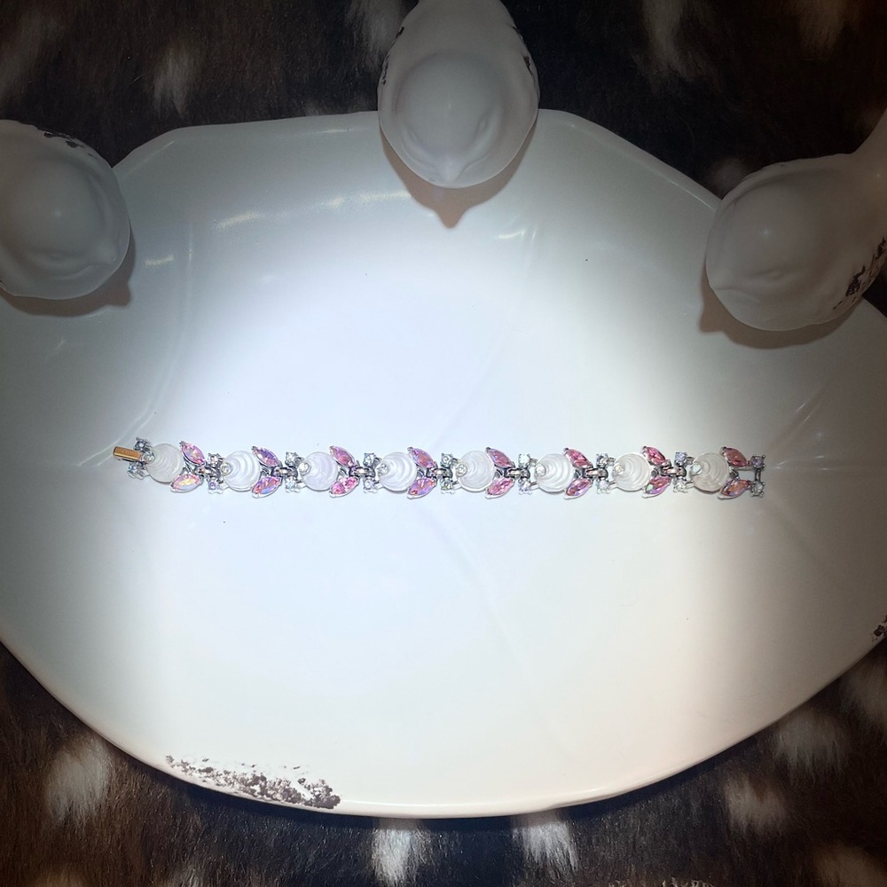 Trifari RARE Elegant Pink and Silver Bracelet
